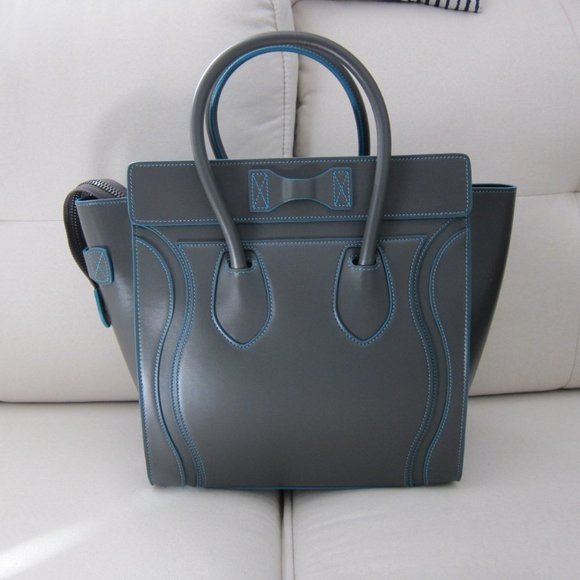 Celine Micro Luggage Tote -- Satin Debossed Calfskin Anthracite Like New - Picture 3 of 9